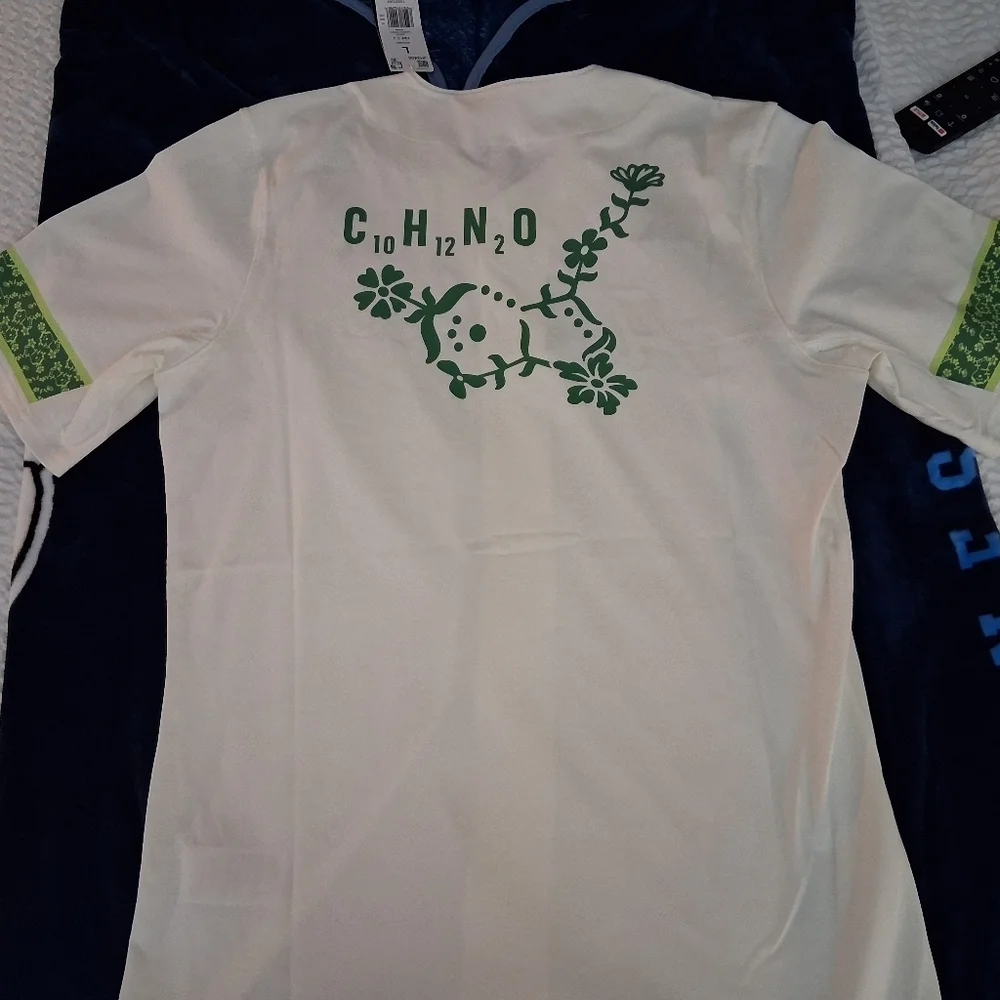 Adidas Men's Cream and Green Jersey